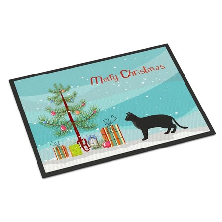 Carolines Treasures 18 x 27 in. Chausie Black Cat Merry Christmas Indoor or Outdoor Mat CK4585MAT